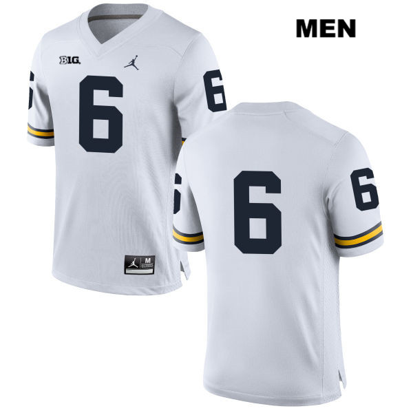 Men's NCAA Michigan Wolverines Michael Sessa #6 No Name White Jordan Brand Authentic Stitched Football College Jersey SX25G42FT